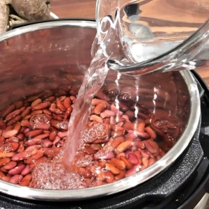 adding water to beans in the instant pot