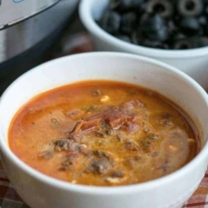 a low carb taco soup in a bowl