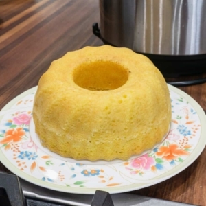 lemon cake unmolded from a bundt pan