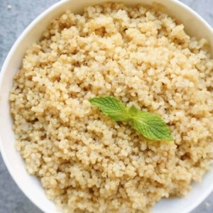 overhead shot of quinoa in a bowl