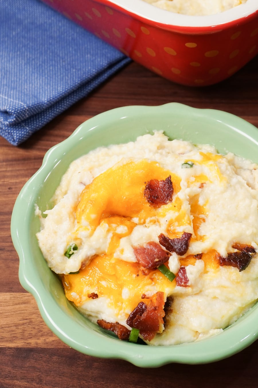 baked cauliflower in a small bowl