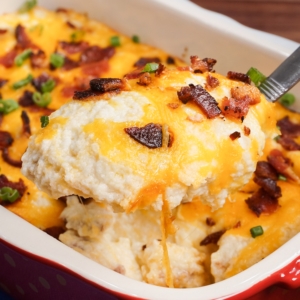 a spoonful of loaded cauliflower casserole