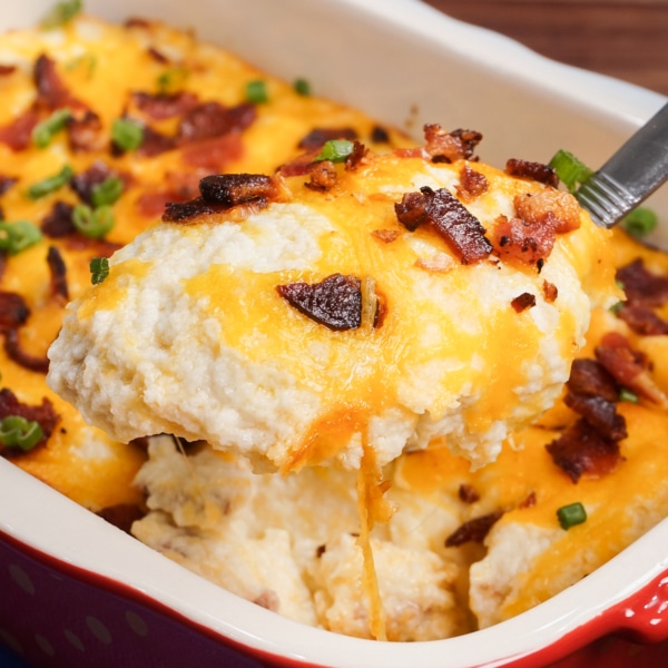 a spoonful of loaded cauliflower casserole