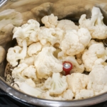 overhead shot of cauliflower in an instant pot