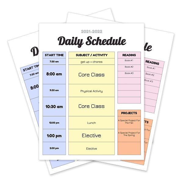 Homeschool Daily Schedule Printable daily schedules combined