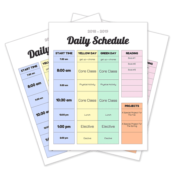 homeschool daily schedule printable