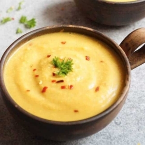 a bowl of cauliflower soup