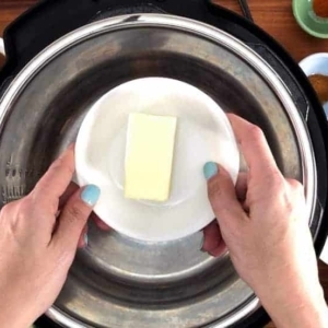 butter in a bowl over the instant pot