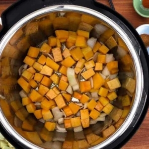 browning and caramelizing butternut squash and onion in the instant pot