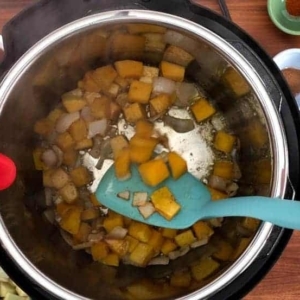 tossing butternut squash in the instant pot