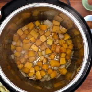 cooking butternut squash and onion in butter