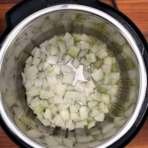 sautéing onion in the instant pot for pumpkin soup