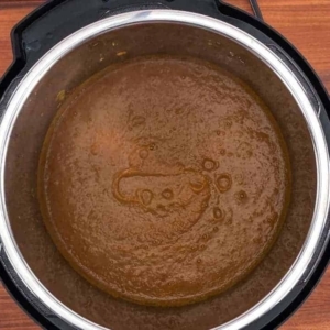 overhead shot of pumpkin soup in the instant pot