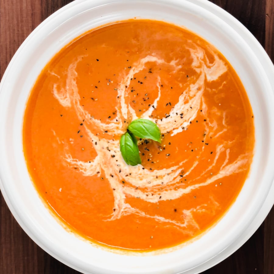 a bowl of instant pot tomato soup