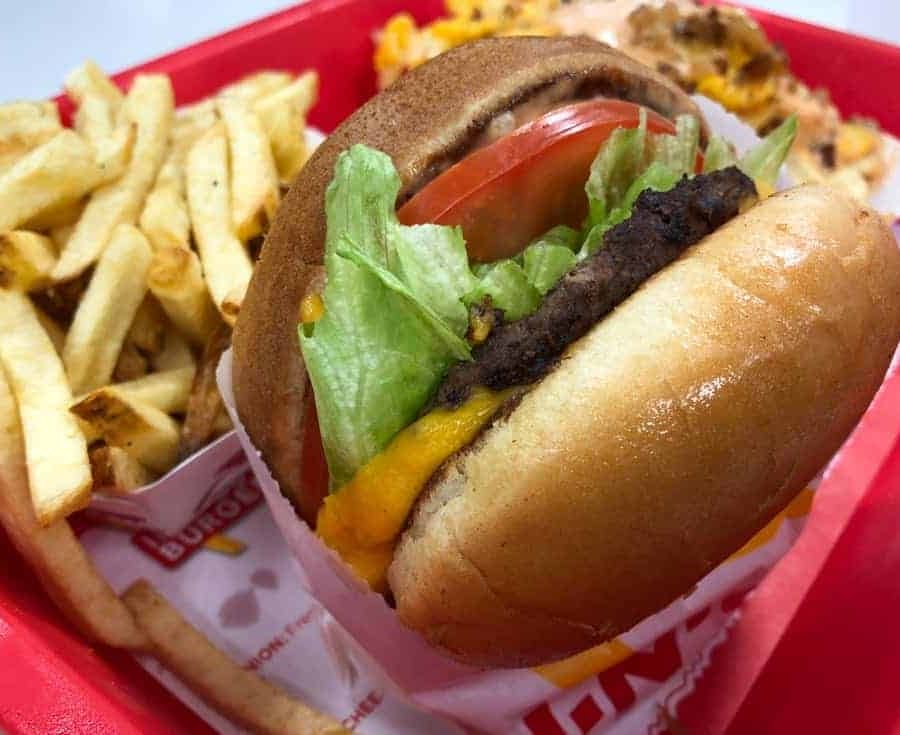 a burger and fries at in-n-out burgers san antonio