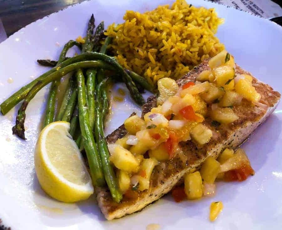 grilled salmon at dick's last resort restaurant the riverwalk san antonio