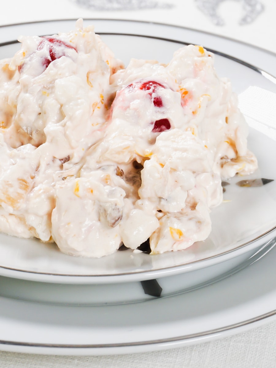 ambrosia fruit salad on a plate