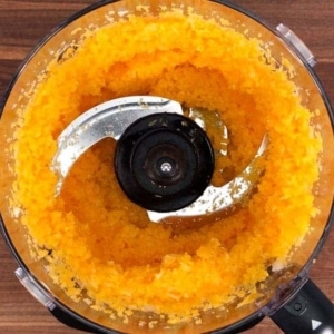 finely chopped butternut squash and onion in a food processor