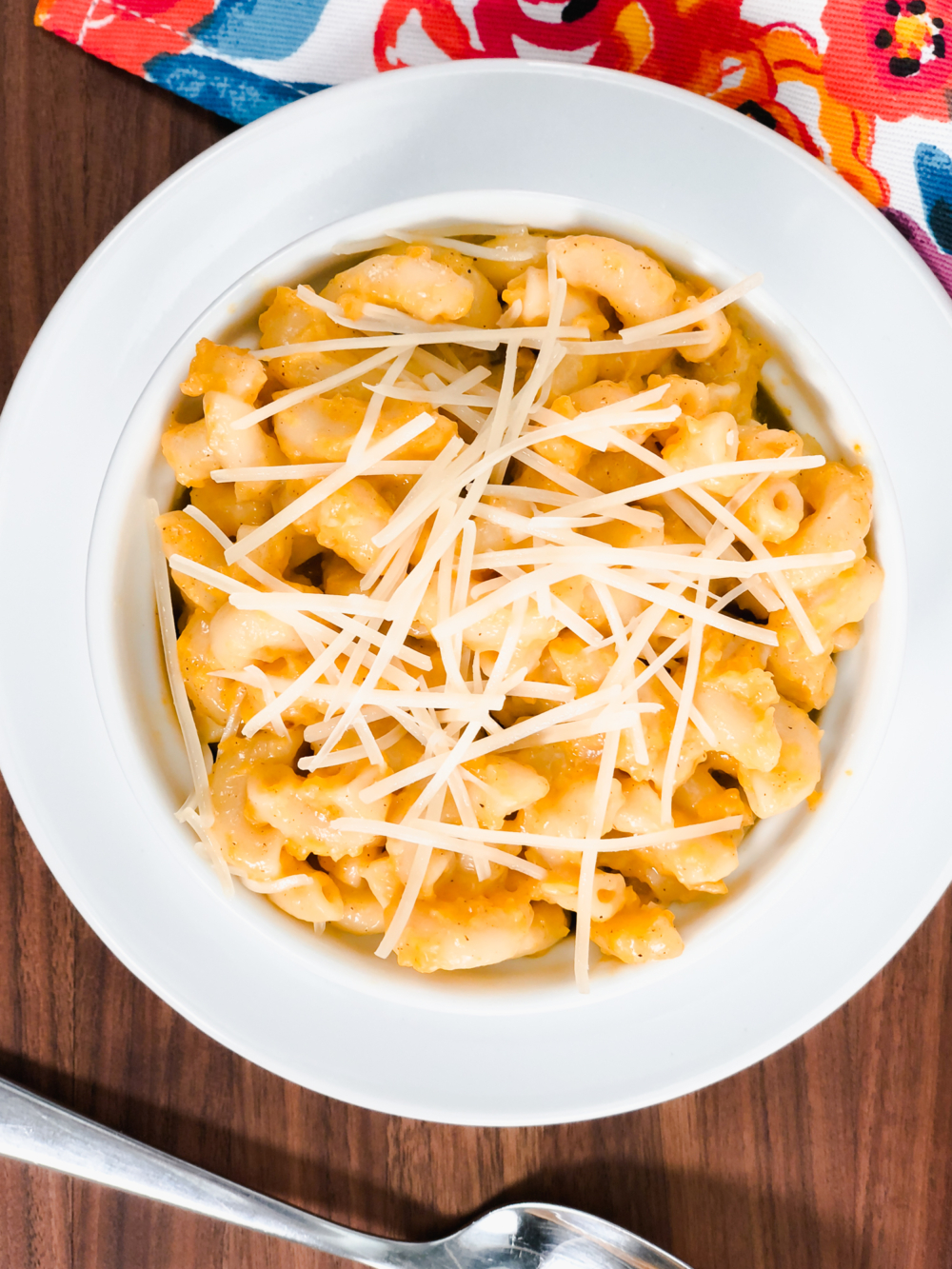 overhead shot of butternut mac and cheese