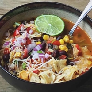 a bowl of vegetarian taco soup