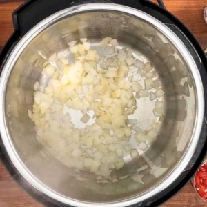 sauteing onions before adding ground beef to the instant pot