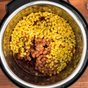 adding corn to this instant pot taco soup recipe