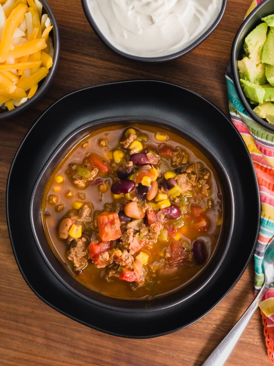 instant pot taco soup served for dinner