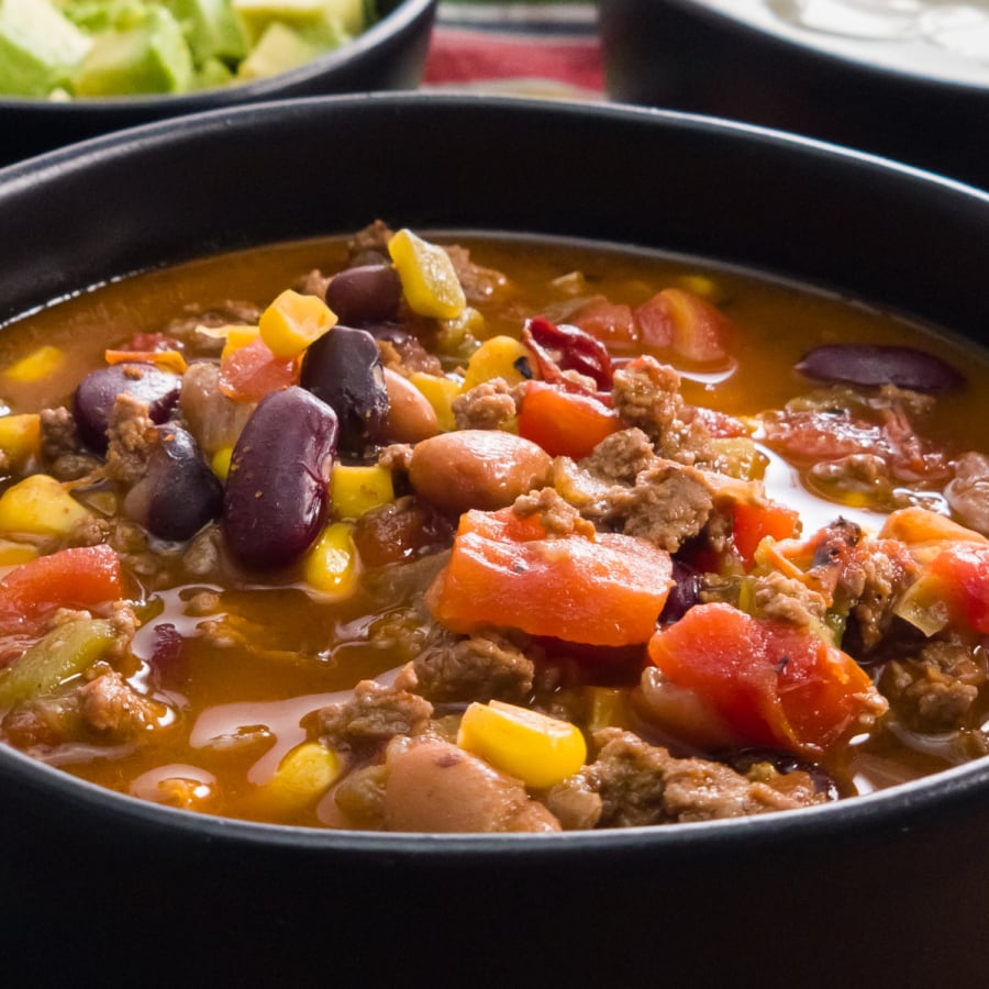 a large bowl of taco soup