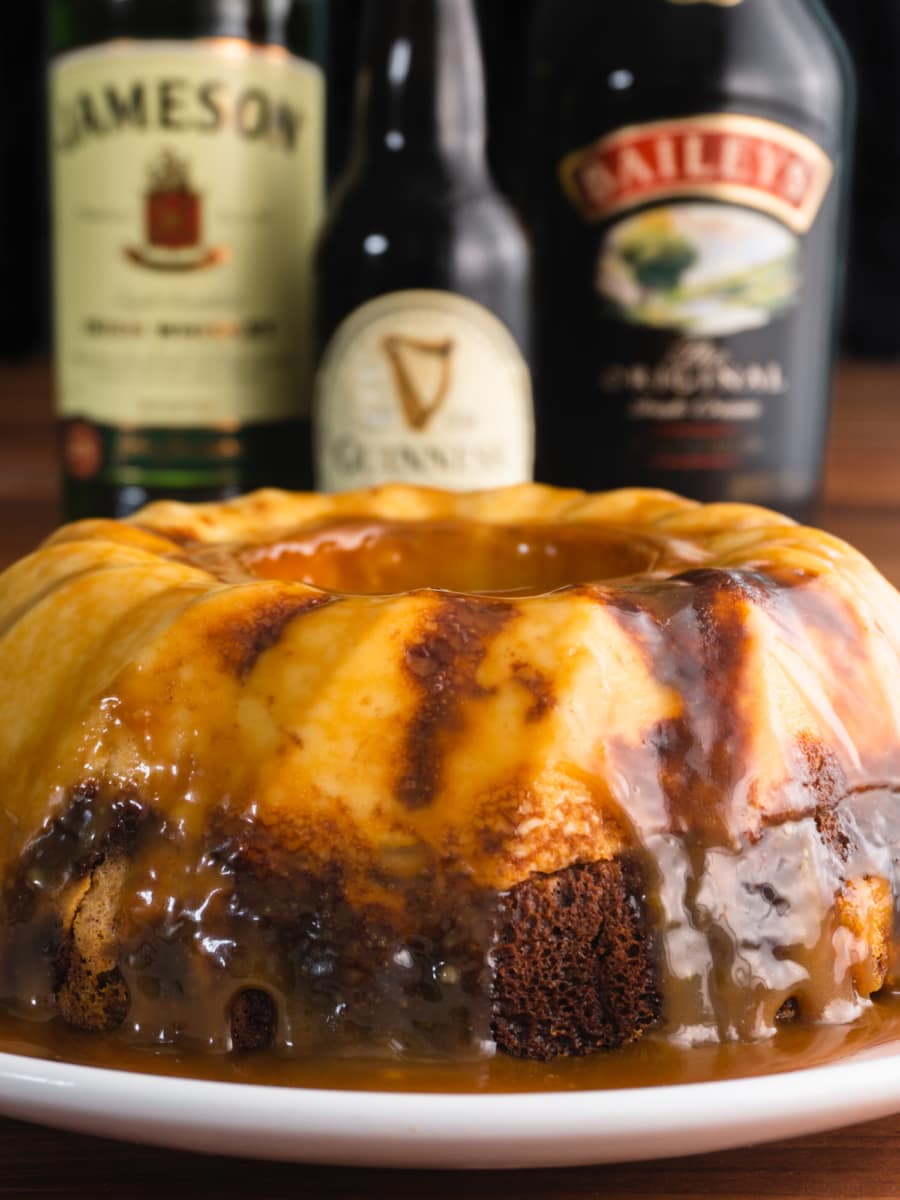 an instant pot flan made like an irish car bomb cocktail