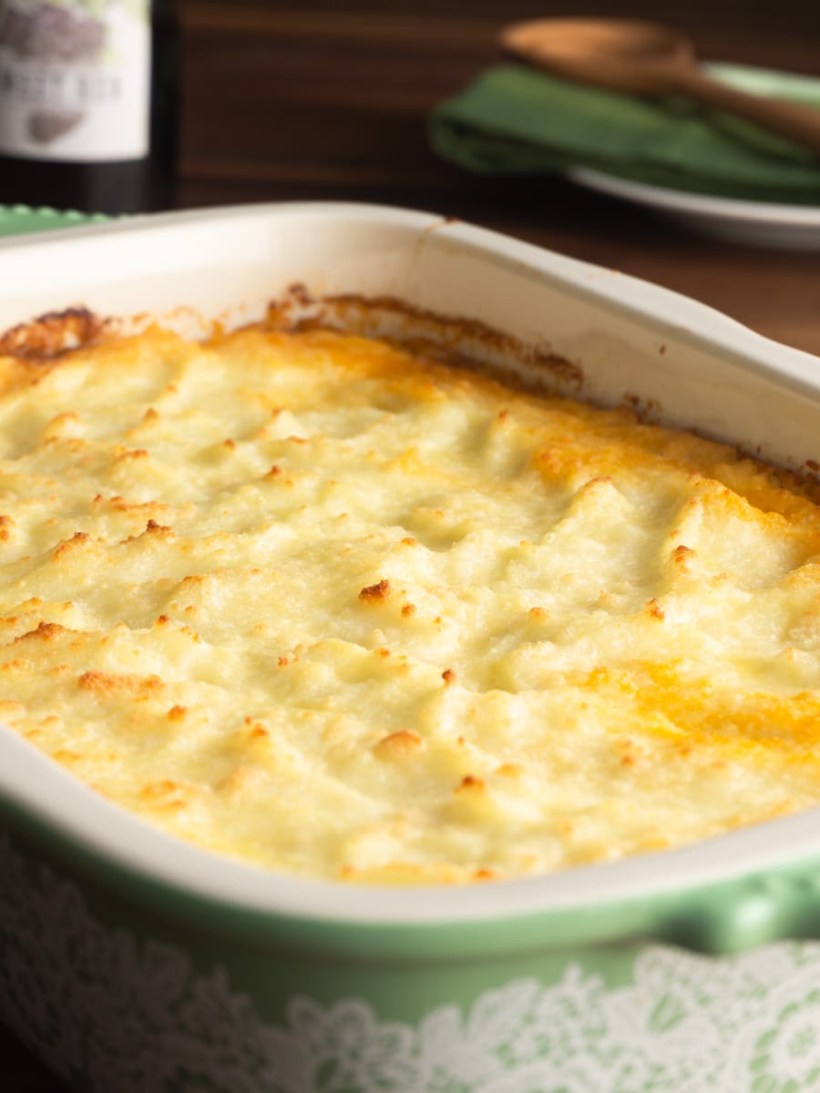 a casserole of traditional shepherds pie