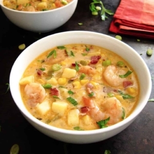 a creamy bowl of chipotle shrimp soup