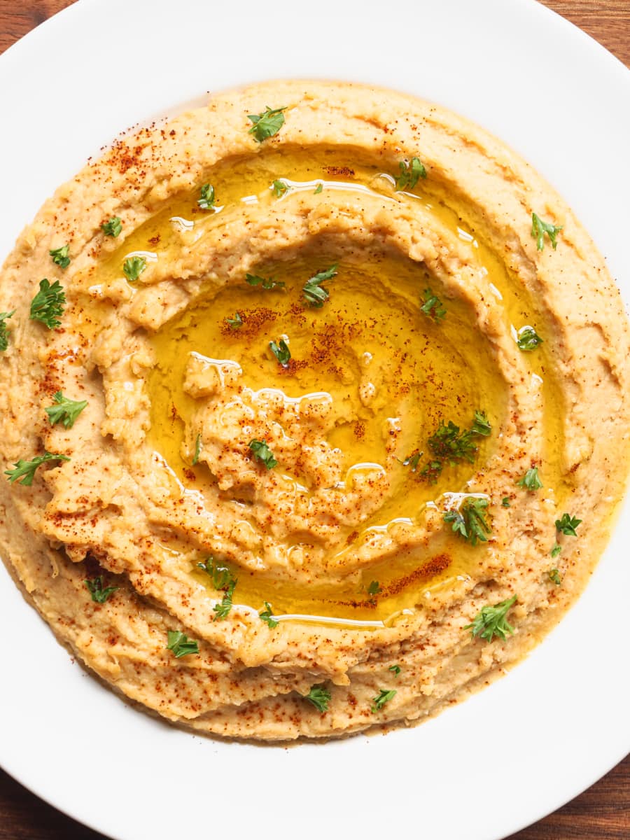 top view of homemade hummus