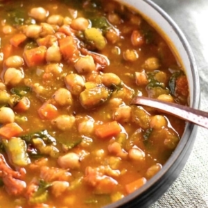 moroccan chickpea soup stew in a bowl