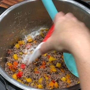 seasoning ground beef in the pressure cooker