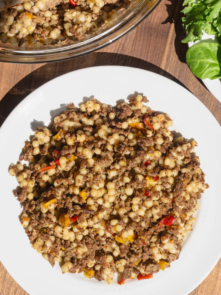 making instant pot israeli couscous with ground beef