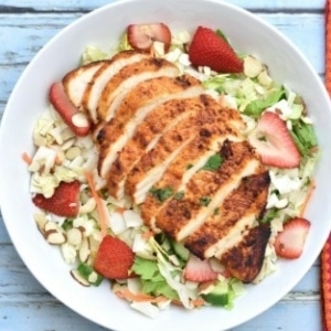 overhead shot of cajun chicken salad