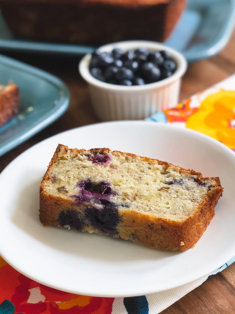 blueberry banana bread slice