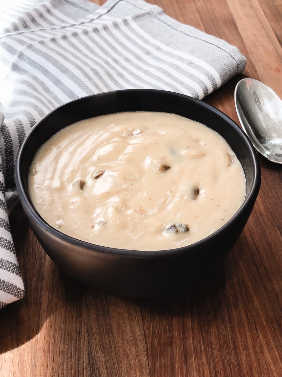 bowl of homemade cream of mushroom soup