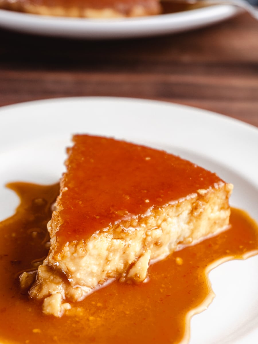 slice of instant pot coconut flan