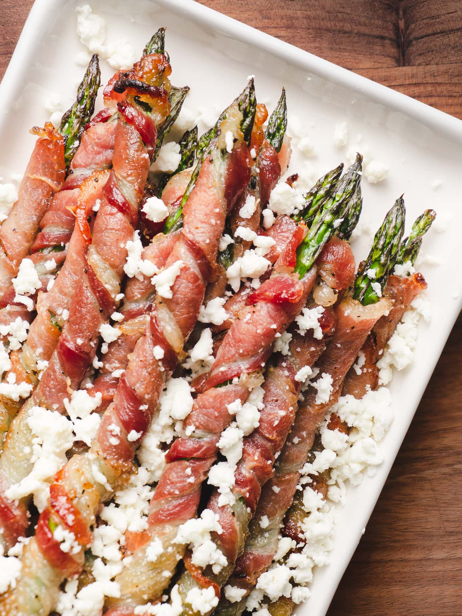 Maple Bacon Wrapped Asparagus Topped with Feta One Happy Housewife