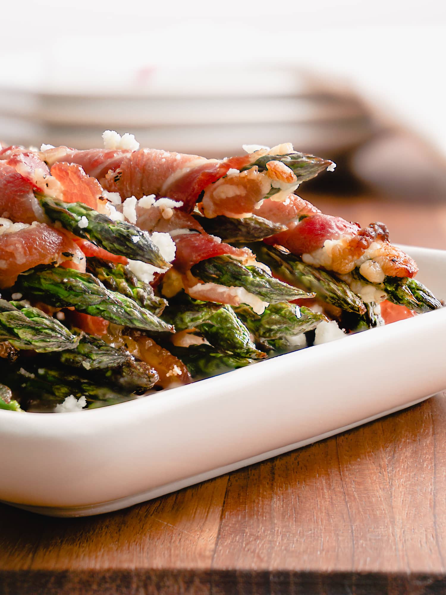 Maple Bacon Wrapped Asparagus Topped with Feta One Happy Housewife