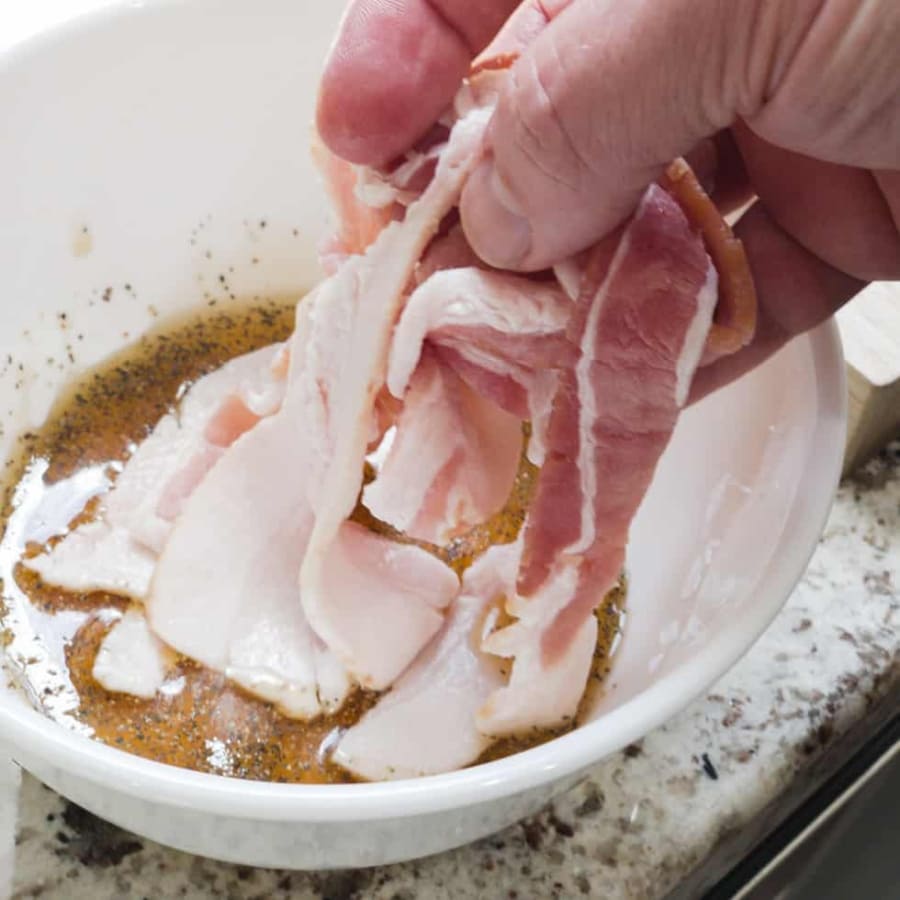 Maple Bacon Wrapped Asparagus Topped with Feta One Happy Housewife