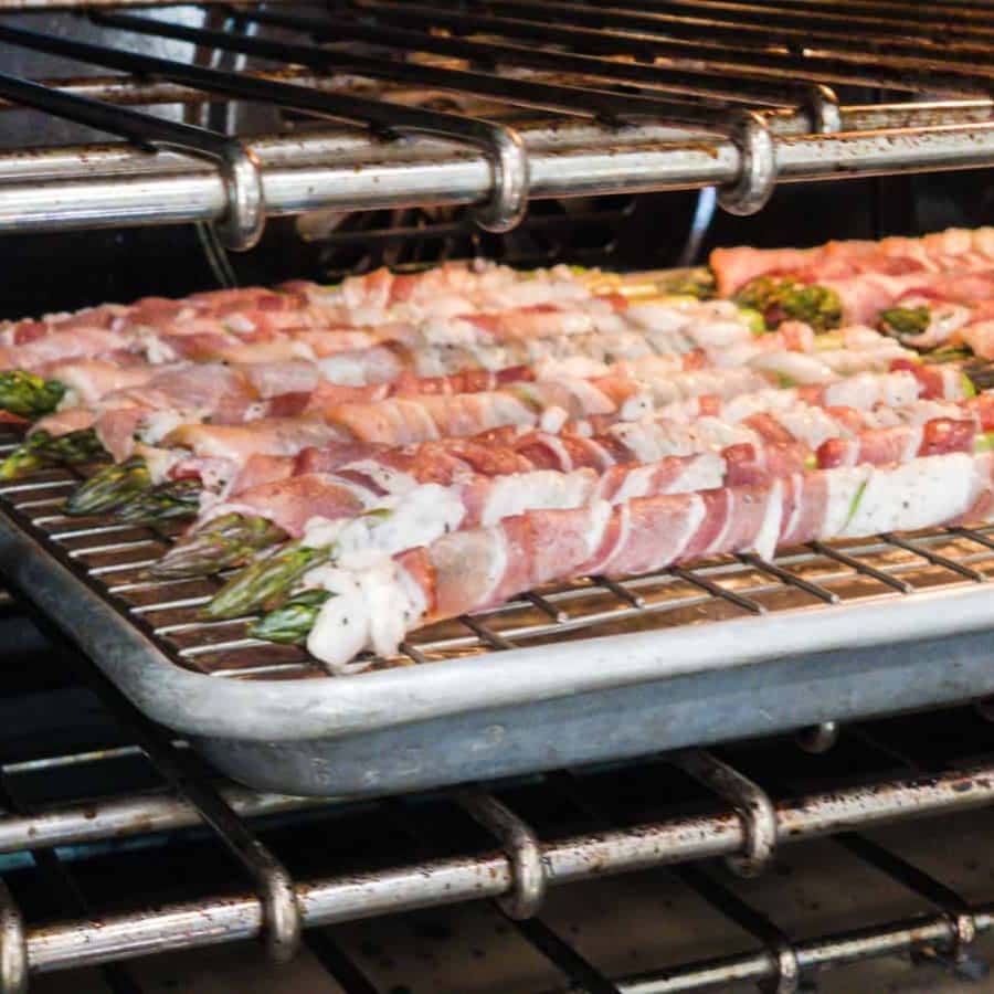 Maple Bacon Wrapped Asparagus Topped with Feta One Happy Housewife