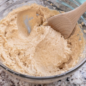 a bowl of cookie dough made for soft and chewy chocolate chip cookies