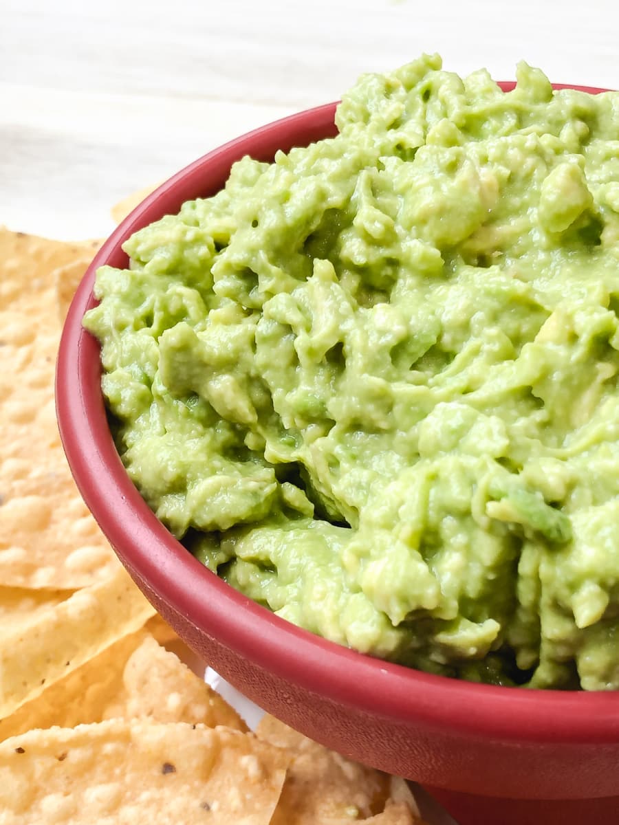 a bowl of fresh homemade guacamole