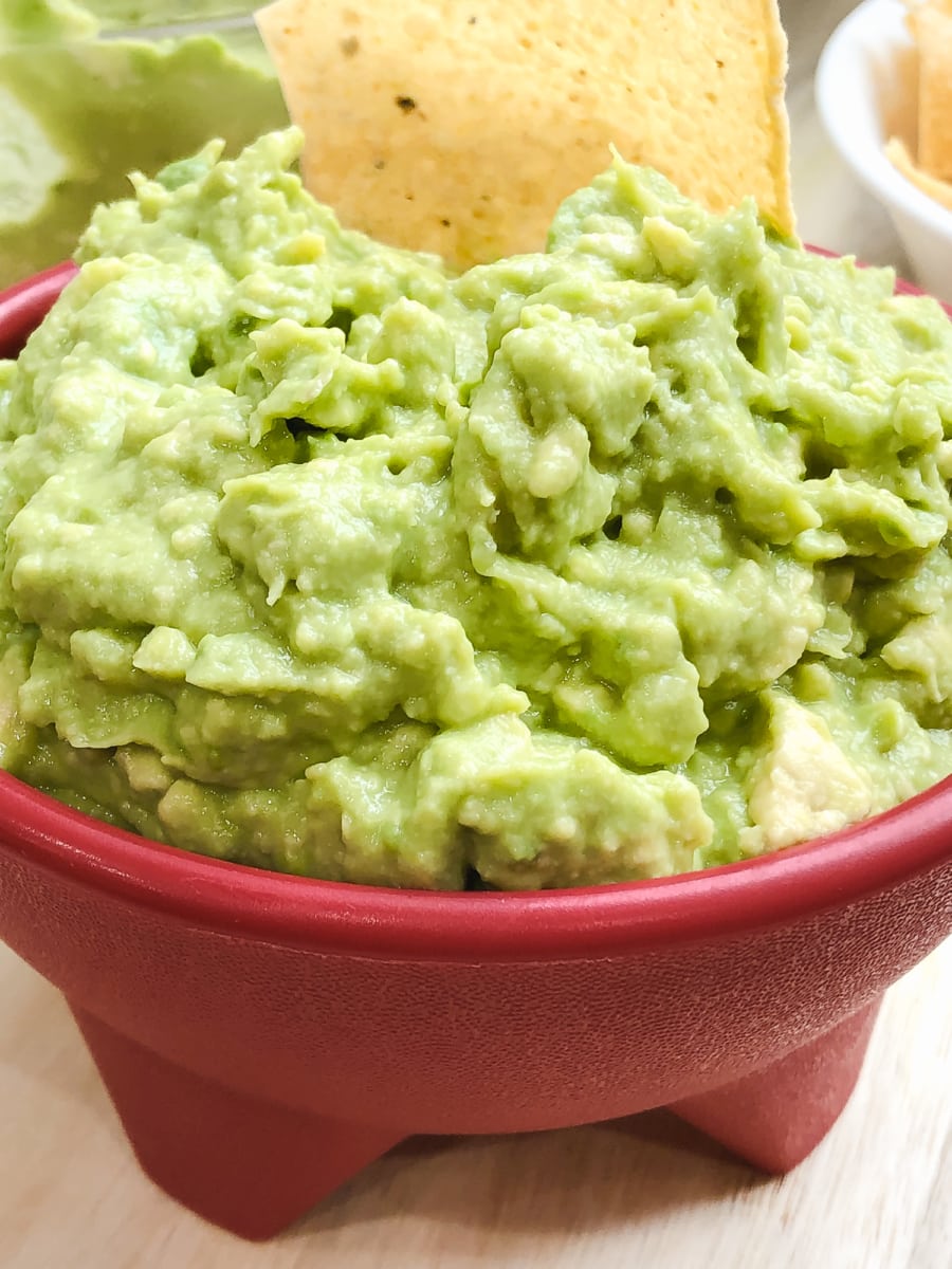 close up homemade guacamole