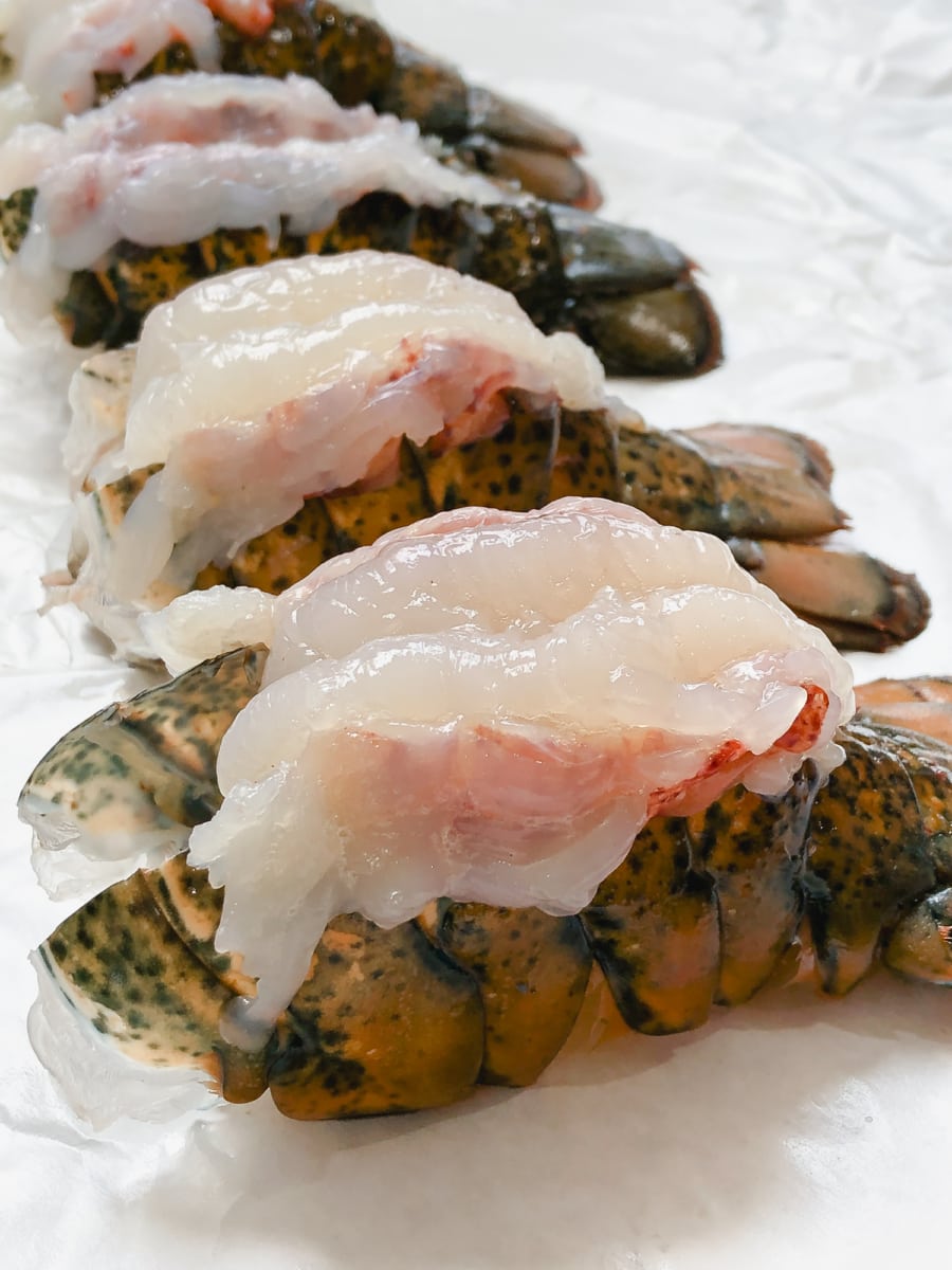 thawed and butterflied lobster tails