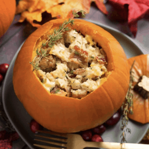 overhead shot of a stuffed pumpkin