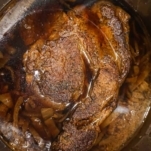 a large chuck roast that's been cooked in the instant pot