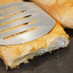 toasting bread on a skillet